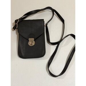Black Faux Leather Crossbody Phone Bag Wallet with Touch Screen Window